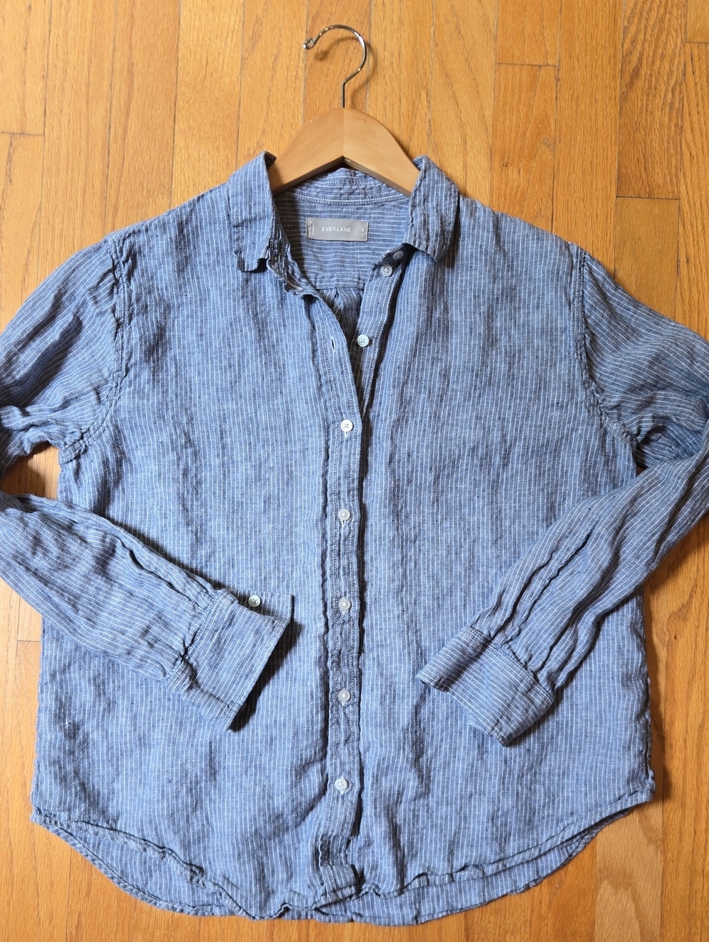 Everlane Blue Stripe Linen Shirt